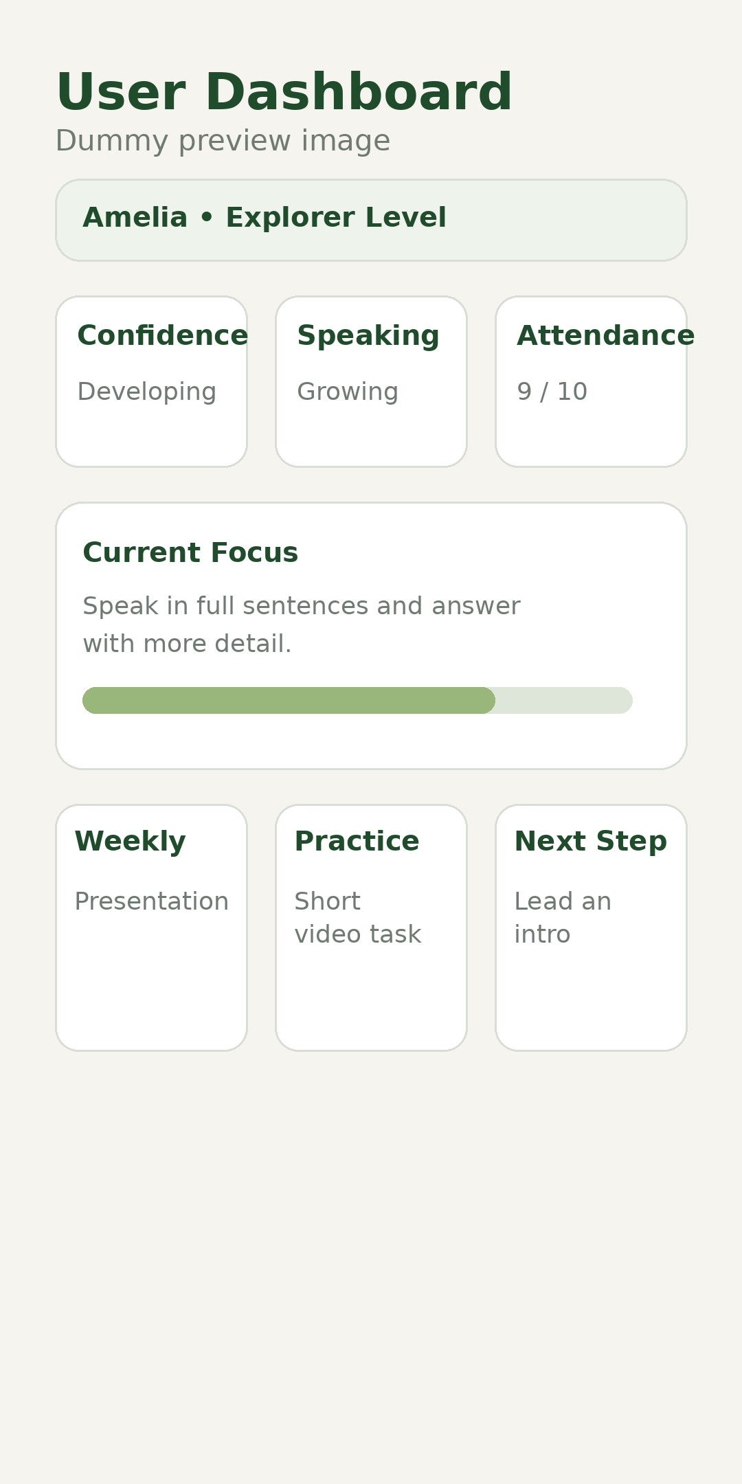 Dummy user dashboard app preview
